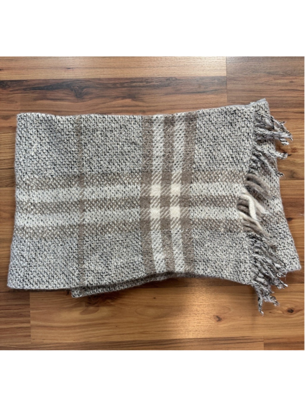 VTG Burberry London Wool Wrap Mini Skirt Y2K Plaid Fringe Quiet Luxury Preppy